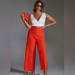 Anthropologie Orange Wide Leg Pants